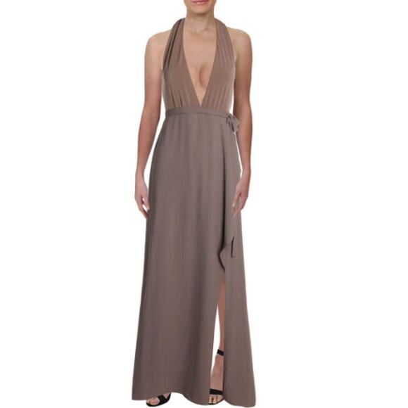 BCBGMaxazria SZ 8 Angeline Halter Evening Formal Dress Spanish Moss NWOT - Picture 1 of 7